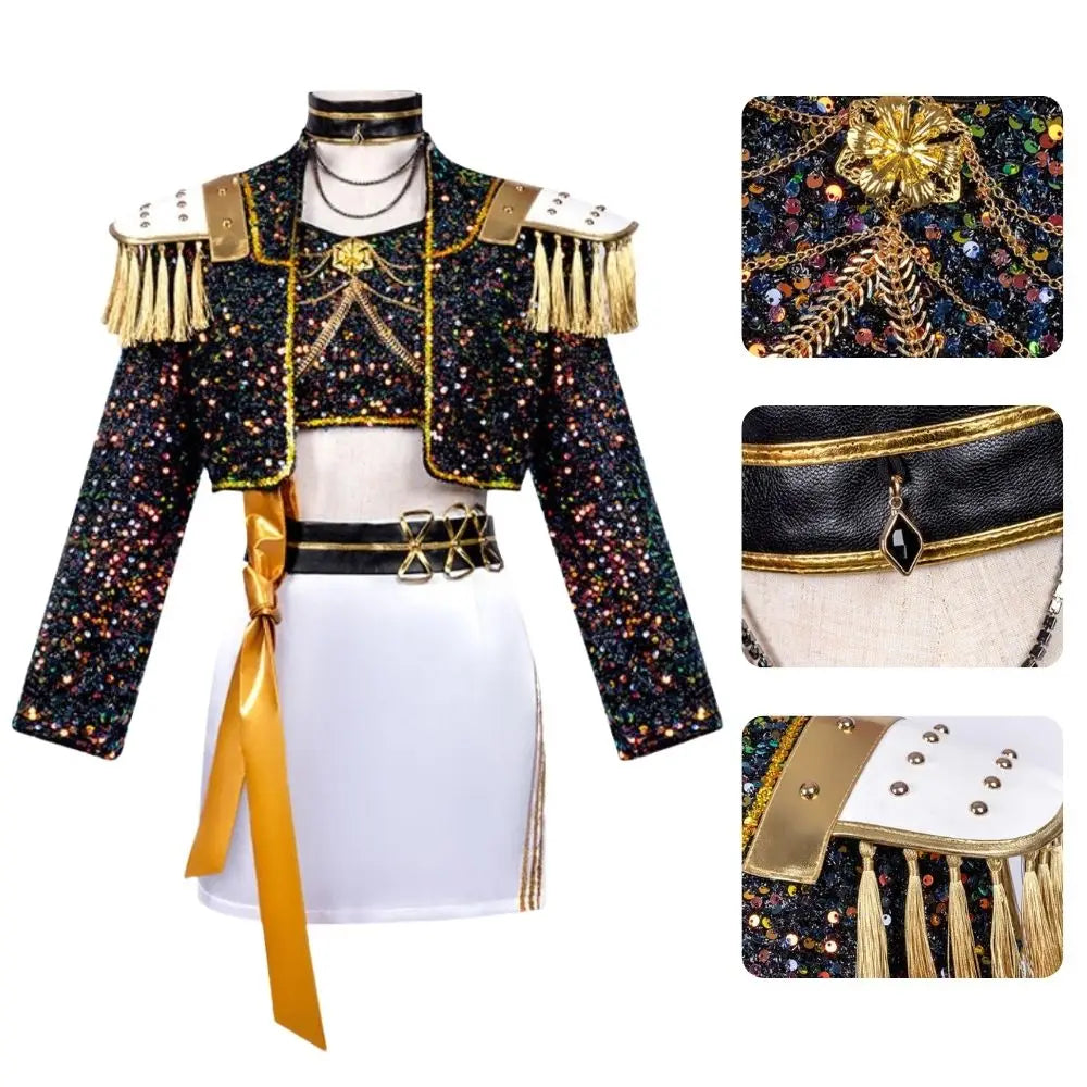 Kids Girls Rummi Devil Hunters Zoeyy Miraa Cosplay Costume for Children Idol Roleplay Outfits Halloween Carnival Suit