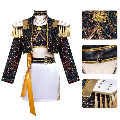 Kids Girls Rummi Devil Hunters Zoeyy Miraa Cosplay Fantasia Costume for Children Idol Roleplay Outfits Halloween Carnival Suit