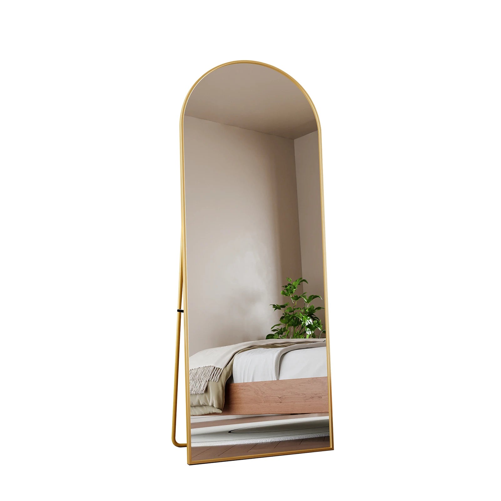 Anajqaqia 162×53cm Full Body Mirror, Curved Standing Mirror, Floor Mirror with Tempered Glass and Aluminum Alloy Frame