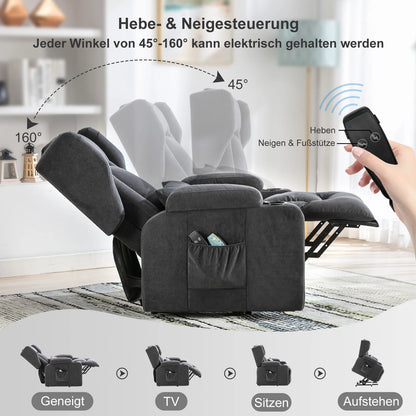 COMHOMA Relax armchair stand-up aid massage armchair with fabric surface electric stand-up armchair TV armchair armchair fabric