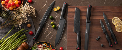 15PCS/ Astercook Knife Set with Sharpener Block - German Stainless Steel, Dishwasher Safe Kitchen Knife with Built-in Sharpener