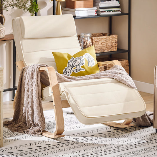 SoBuy FST16 New swing chair 5-compartment adjustable foot part swing armchair relax armchair load 150kg Birch Wood