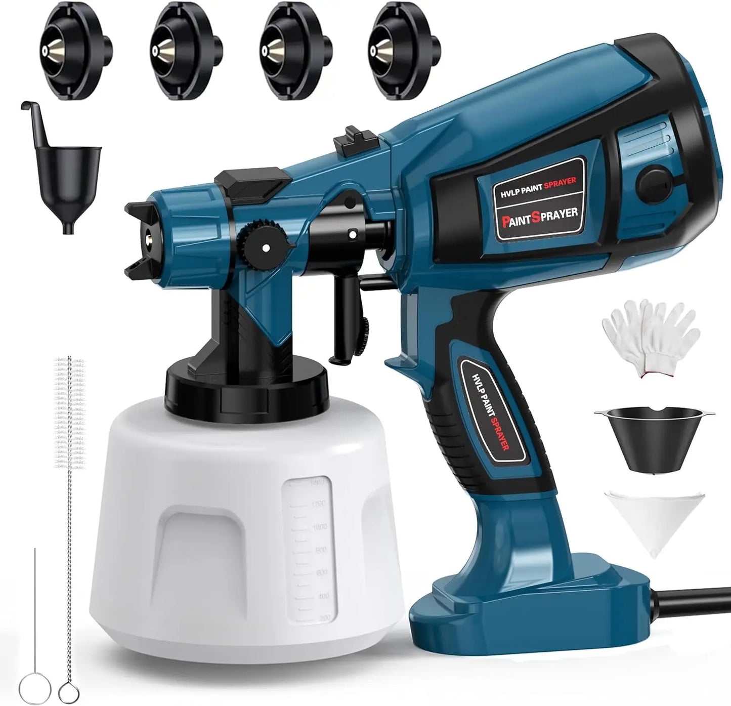 1400ML Electric Spray Gun 850W High Power HVLP Paint Sprayer Auto Furniture Steel Coating Airbrush for Home DIY With 4 Nozzles