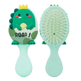 Cute Cartoon Dinosaur Hair Brush Set Detangling Mini Brush Set Travel Protable Comb Folding Mirror for Child Baby Girls Boys
