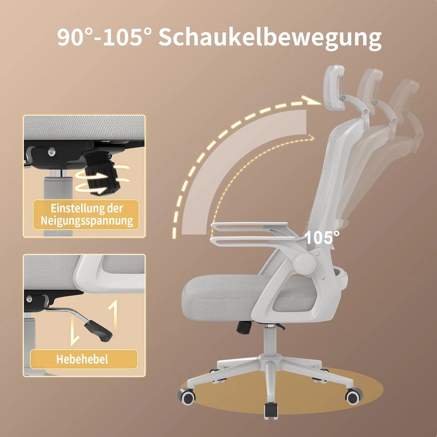Naspaluro Ergonomic Office Chair Desk Chair with Headrest Breathable Mesh Cover Lumbar Support Computer Chair 360 ° Swivel Chair