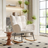 Anajqaqia Rocking Chair, Armchair, Upholstered Swing Chair with High Backrest, for Living Room Bedroom Balcony, Lambswool, Beige