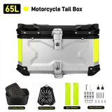 65/55/45L Aluminum Silvery Motorcycle Top Box Waterproof Rear Luggage Case Motorbike Trunk Tail Helmet Box Quick Release Toolbox