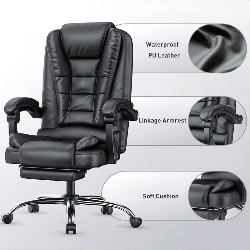 Naspaluro Executive Office Chair with Footrest High Back Desk Chair Ergonomic Recliner Computer Chair Gaming Chairs for Home