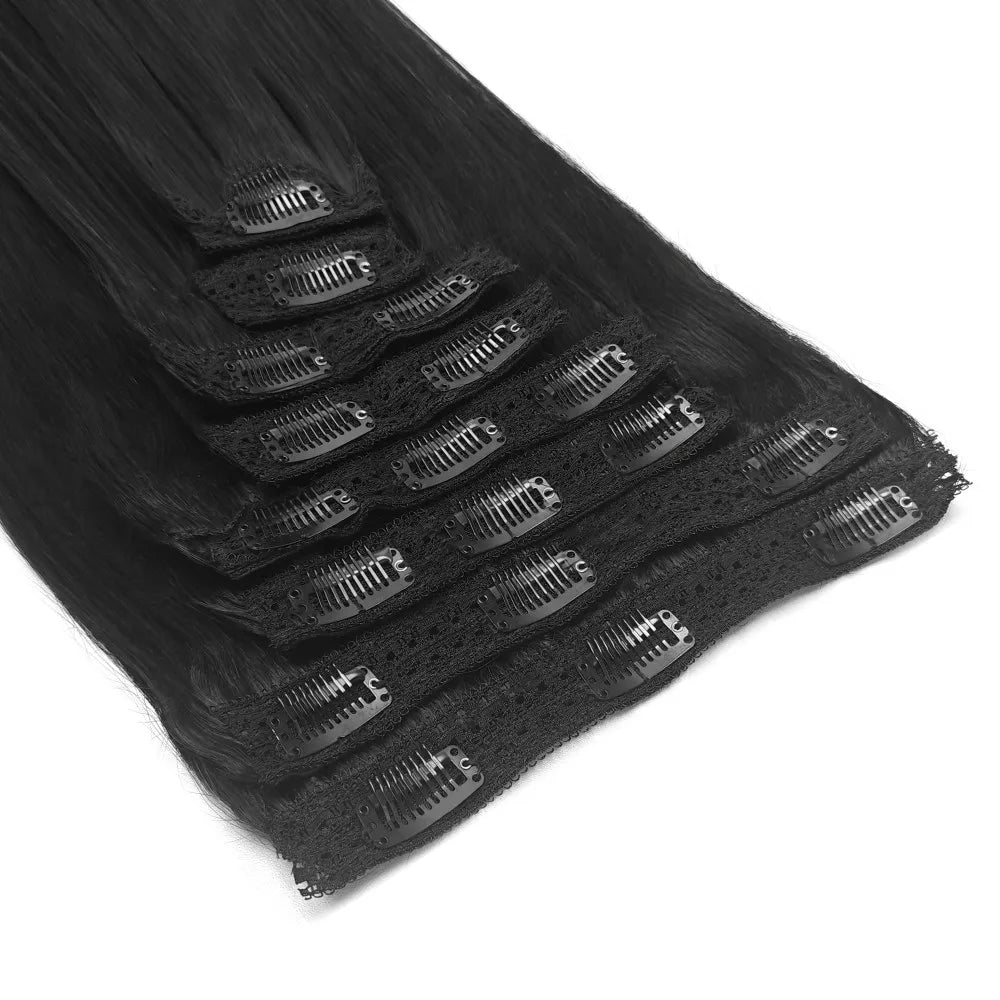 Aplique de cabelo Humano liso de tic tac Extensões Invisível