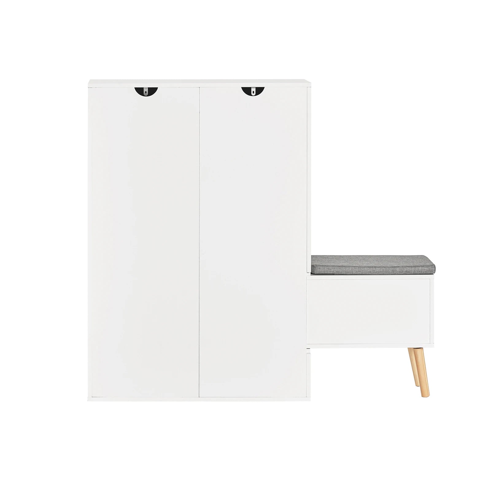 SoBuy FSR134-W Shoe dump truck Shoe shelf with 2 flaps, 2 doors and 2 drawers Hallway cabinet with bench Shoe bench with seat
