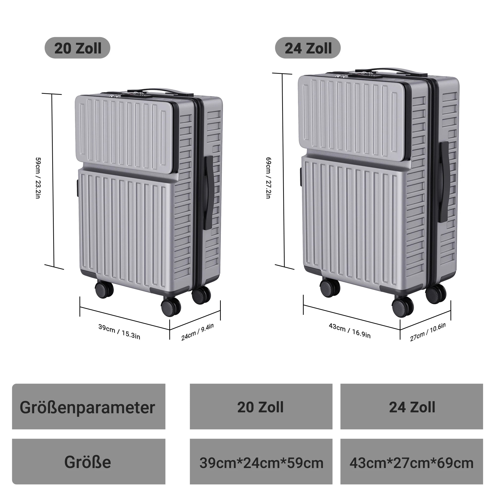 Rosahqnda 3-Piece Trolley Suitcase Set 4 Universal wheels Lock Case ABS Hard Sleeve Travel storage