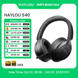 Fone de Ouvido Sem Fio HAYLOU S40 ANC com Cancelamento de Ruído de 50dB, Áudio Espacial 3D Hi-Res, LDAC, Bluetooth 6.0 e Design Over-Ear
