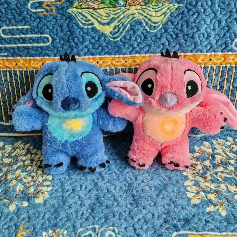 Muñeco de peluche Kawaii Stitch, compañero de sueño para bebé, sonido relajante, musical, kawaii, con bolsa de aire y luz, muñeco que respira, juguetes de regalo.