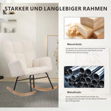 Anajqaqia Rocking Chair, Armchair, Upholstered Swing Chair with High Backrest, for Living Room Bedroom Balcony, Lambswool, Beige