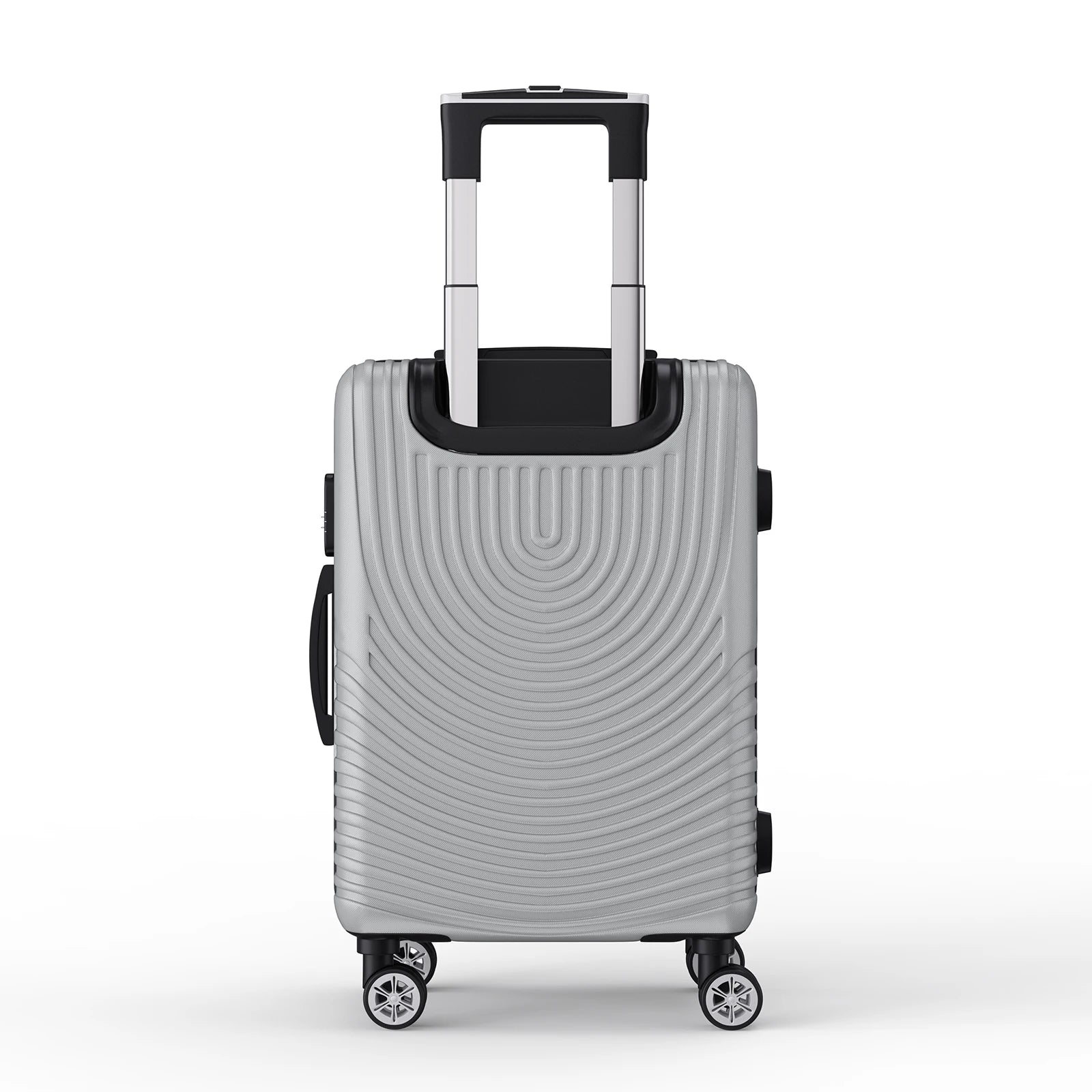Anajqaqia 3-Piece Travel Suitcase Set with Wheels and Lock, Hard-Shell Trolley, Telescopic Handle, M, L, XL, Silvery