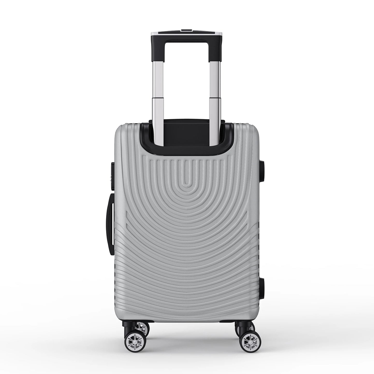 Anajqaqia 3-Piece Travel Suitcase Set with Wheels and Lock, Hard-Shell Trolley, Telescopic Handle, M, L, XL, Silvery