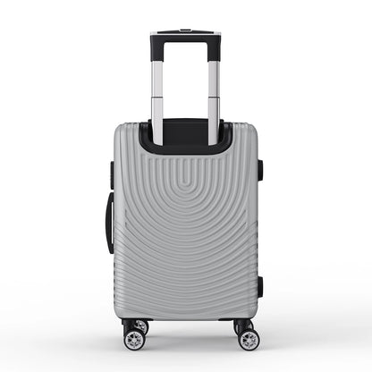 Anajqaqia 3-Piece Travel Suitcase Set with Wheels and Lock, Hard-Shell Trolley, Telescopic Handle, M, L, XL, Silvery