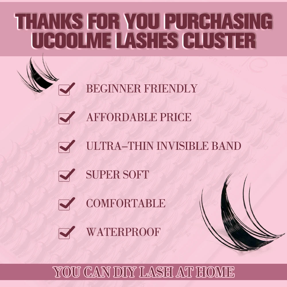 UcoolMe cílios Fairy Lashes Cluster C Curl 140 Pcs Clusters de Cílios Individuais Extensão de Cílios Postiços Natural Look Iniciante Frie