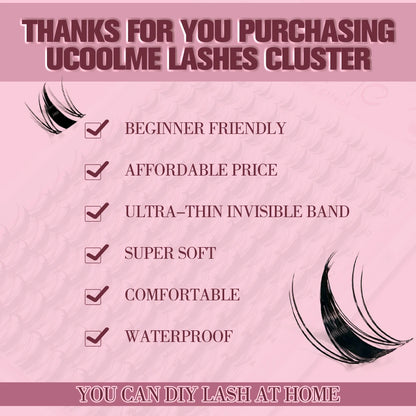 UcoolMe cílios Fairy Lashes Cluster C Curl 140 Pcs Clusters de Cílios Individuais Extensão de Cílios Postiços Natural Look Iniciante Frie