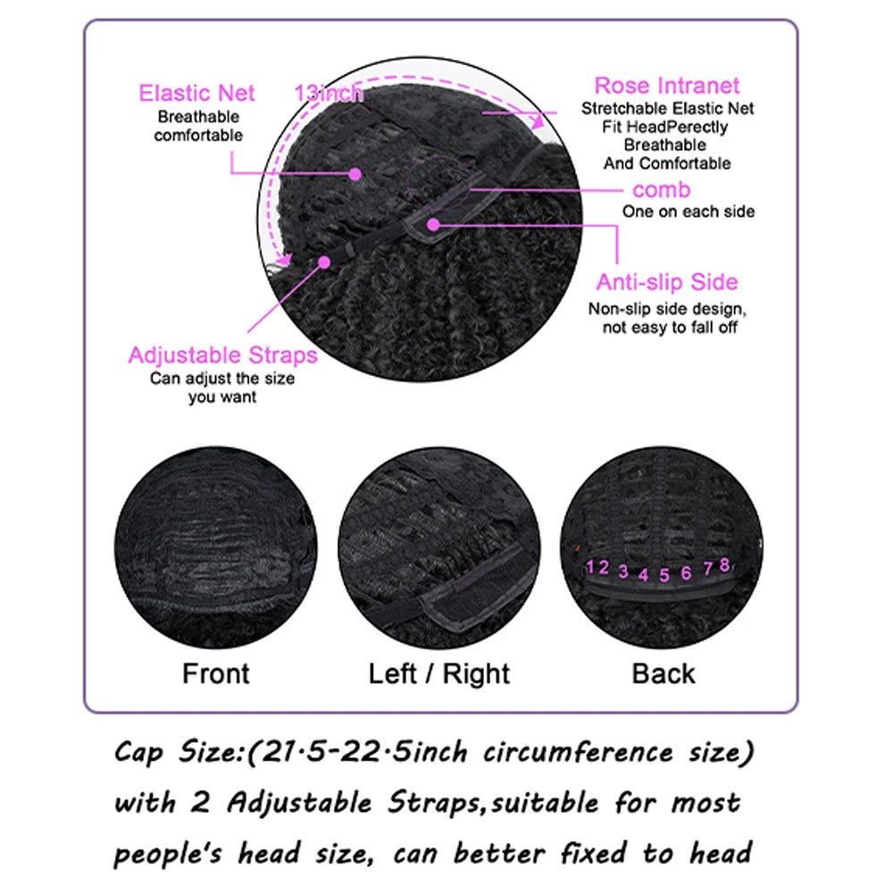 MsSunlight Afro Kinky Curly Wig Human Hair Short Wigs For Women Human Hair 100% Natural 4B 4C Brazilian Hair Wigs Full Machine