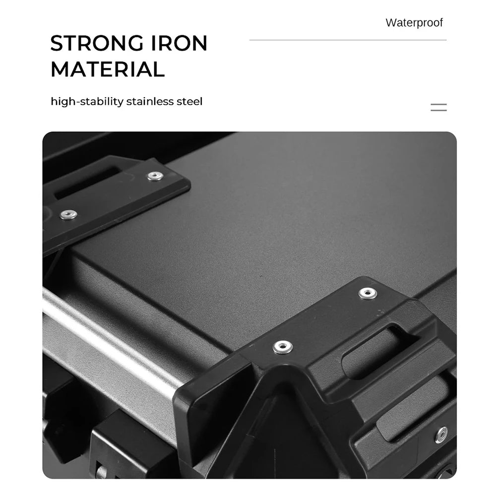 65L Universal Motorcycle Aluminum Rear Trunk Luggage Case Waterproof Tail ToolBox Storage Box with 2 Keys Reflective Sticker