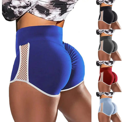 Abdômen feminino de cintura alta apertando shorts esportivos, secagem rápida, elevação do quadril, elegante, corrida