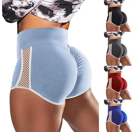 Abdômen feminino de cintura alta apertando shorts esportivos, secagem rápida, elevação do quadril, elegante, corrida