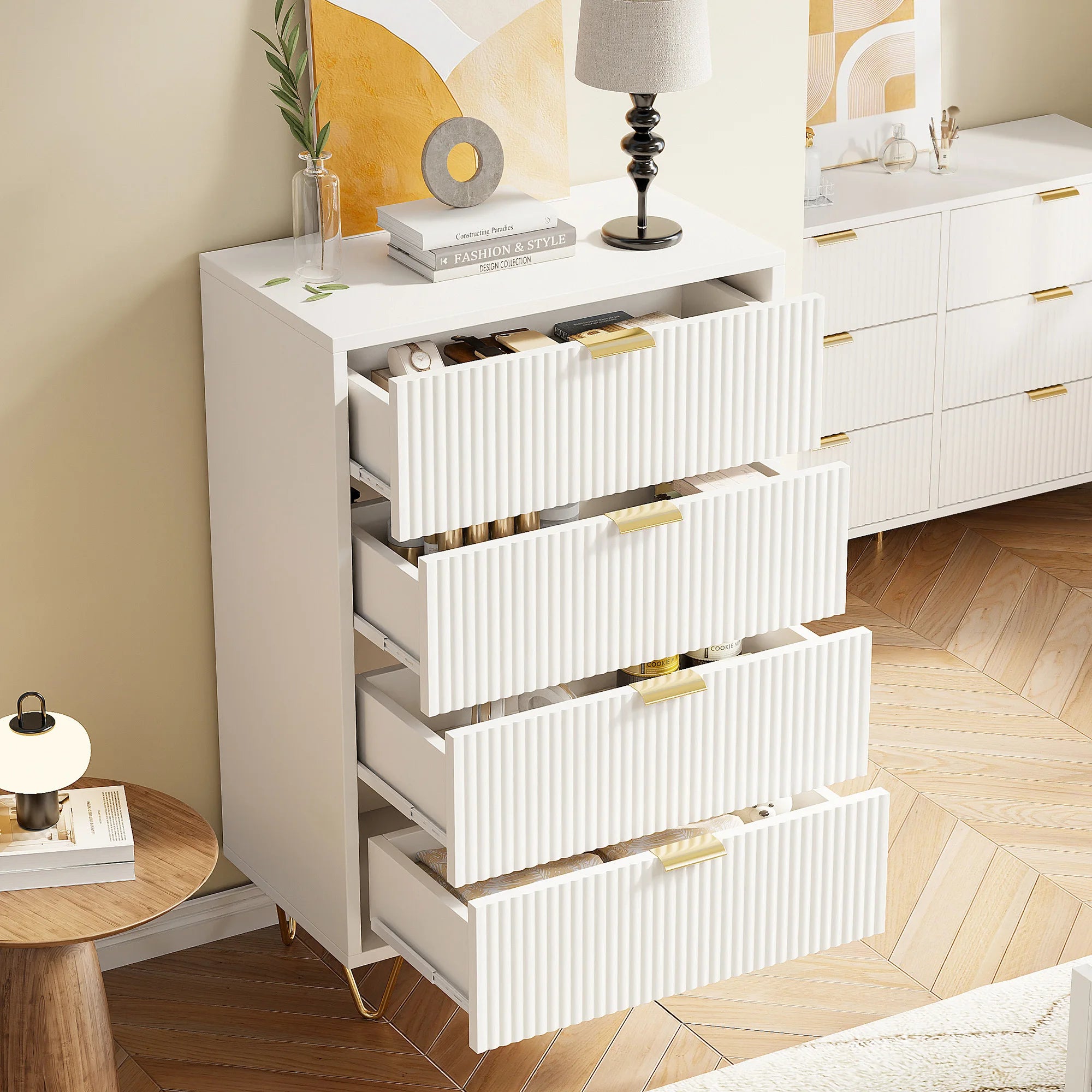 Rosahqnda White Drawer chest of drawers 4 or 6 Drawers Modern storage S wardrobe Tipping Protection wardrobe for living room