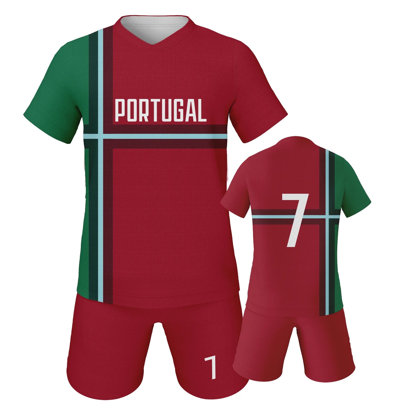 Camiseta de fútbol de Portugal 2024 para niños y jóvenes, camiseta de entrenamiento de fútbol, ​​uniforme de verano, ropa deportiva para exteriores