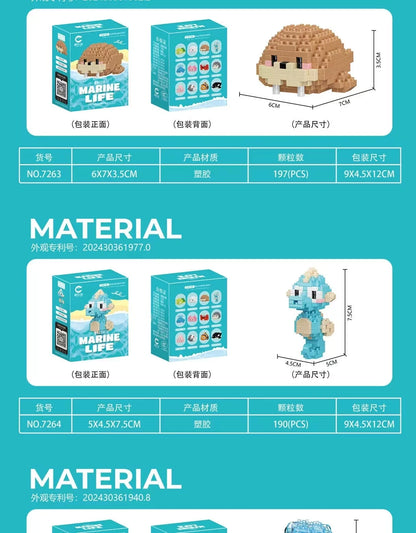 Creative Ocean World Animal Particle Building Blocks Toys Children's Toys Mini Animal Model Educational Toys Compatible Building