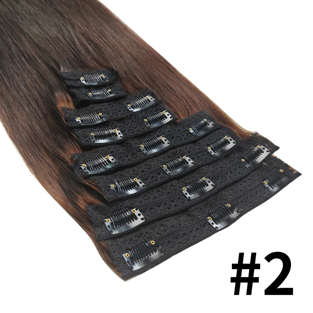 Aplique de cabelo Humano liso de tic tac Extensões Invisível