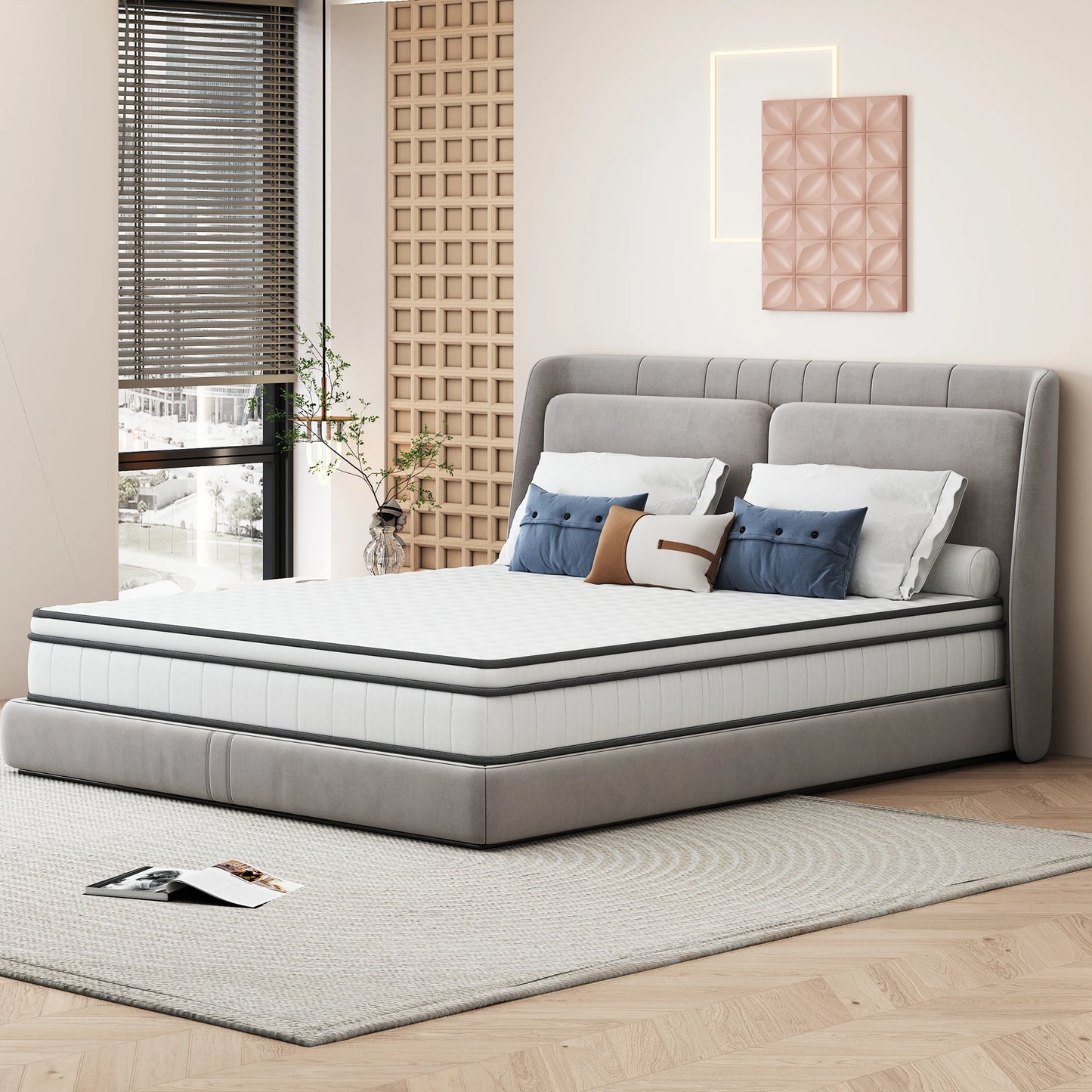 Rosahqnda 7-zone spring mattress 25 cm high pocket jump mattress medium solid orthopedic barrel bag jump mattress