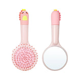 Cute Cartoon Dinosaur Hair Brush Set Detangling Mini Brush Set Travel Protable Comb Folding Mirror for Child Baby Girls Boys