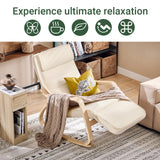 SoBuy FST16 New swing chair 5-compartment adjustable foot part swing armchair relax armchair load 150kg Birch Wood