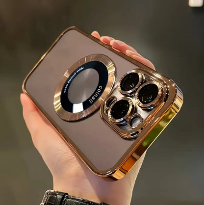 Nueva funda magnética transparente de lujo con carga inalámbrica para iPhone 16/15/14/13/12/11 Pro Max Plus con protector de lente a prueba de golpes
