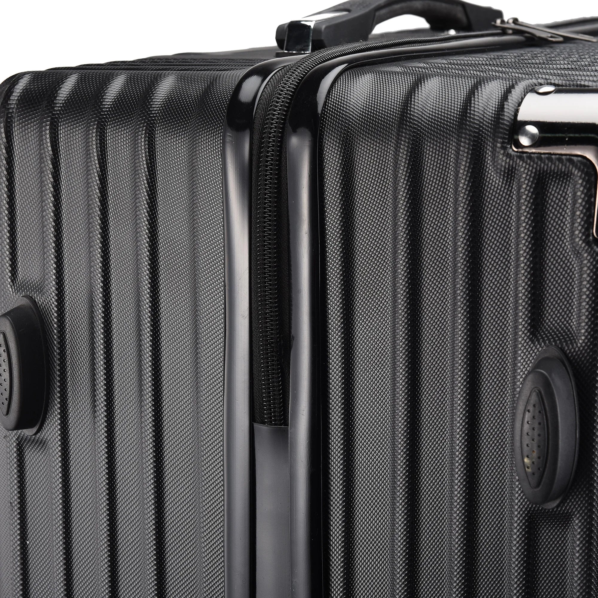 3-Piece Hard Shell Suitcase Set, Trolley Carry-on Luggage, Travel Suitcase Set, Trolley Set with TSA Lock and 4 Wheels, Rolling Suitcase, Luggage Sets, Black (M, L & XL)