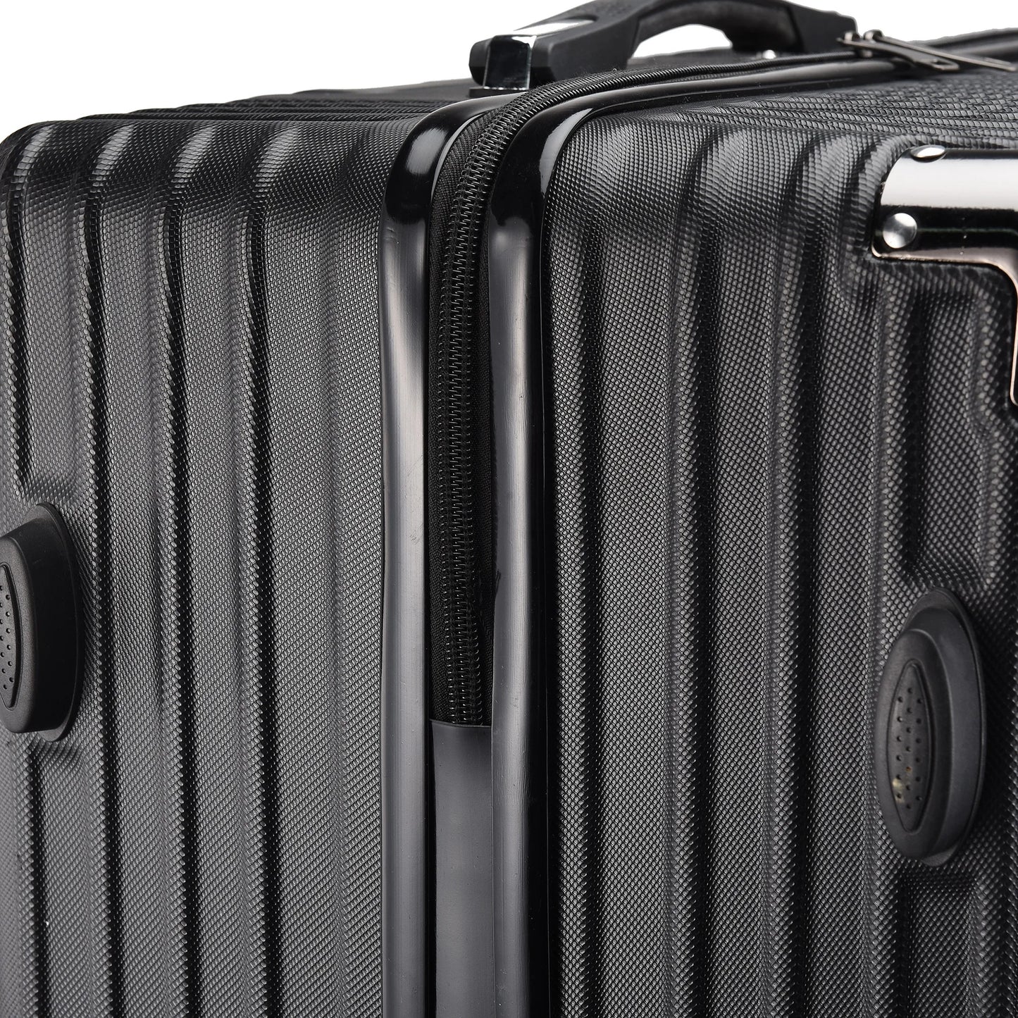3-Piece Hard Shell Suitcase Set, Trolley Carry-on Luggage, Travel Suitcase Set, Trolley Set with TSA Lock and 4 Wheels, Rolling Suitcase, Luggage Sets, Black (M, L & XL)