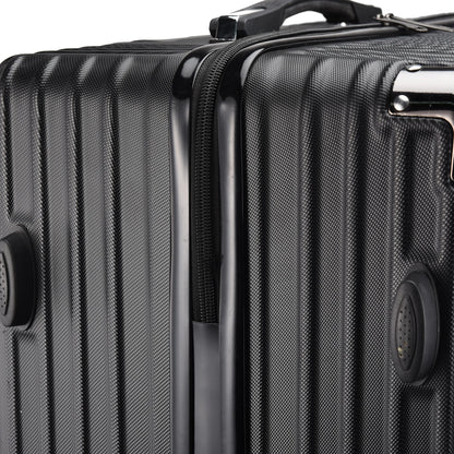 3-Piece Hard Shell Suitcase Set, Trolley Carry-on Luggage, Travel Suitcase Set, Trolley Set with TSA Lock and 4 Wheels, Rolling Suitcase, Luggage Sets, Black (M, L & XL)
