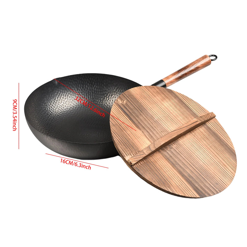 Nonstick Wok No Coating Gas Boiling Stir Fry Pan for Restaurant Camping Home Stovetop Induction Cooker Cookware Pots Cooking