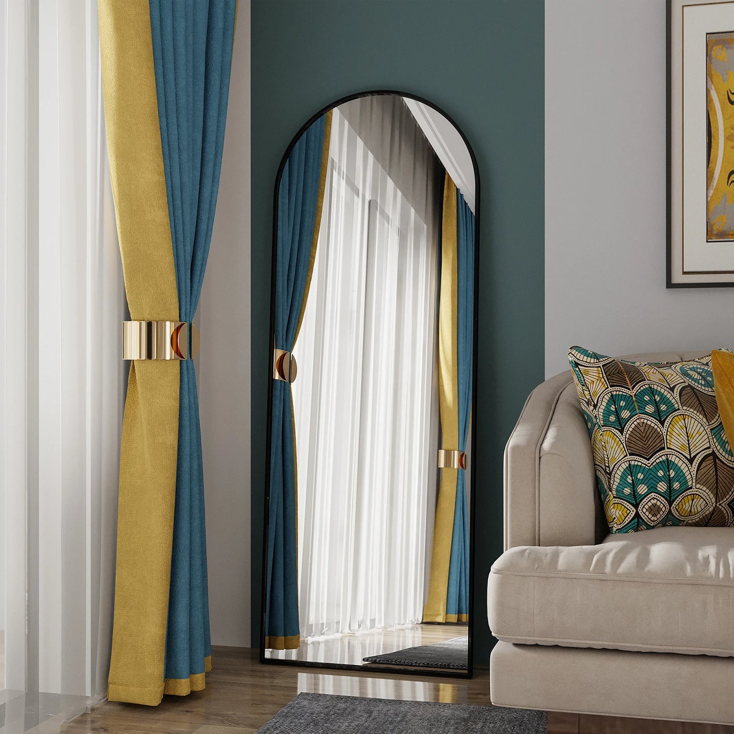 Anajqaqia 162×53cm Full Body Mirror, Curved Standing Mirror, Floor Mirror with Tempered Glass and Aluminum Alloy Frame