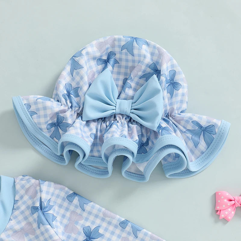 Kids Baby Girl Summer Swimwear Floral Print Backless Ruffles Long Sleeve Bodysuit Bathing Suit Girls Beachwear 0-4 Years