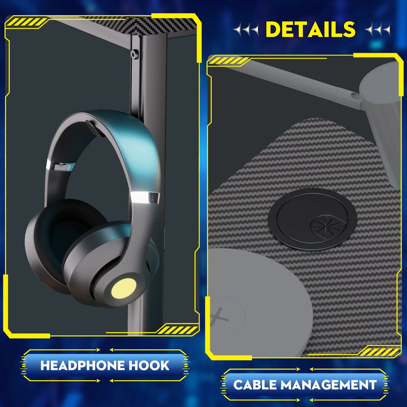 COMHOMA Desk Gaming table with Shelf, corner desk with USB charging port and socket, 120cm computer table L shape PC