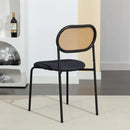 Set of 2 Rattan Dining Room Chairs, Upholstered Chair with Adjustable Metal Legs, Dressing Table Chair, Living Room Chair