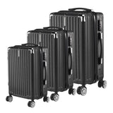 Anajqaqia 3-Piece Travel Suitcase Set with Wheels and Lock, Hard-Shell Trolley, Telescopic Handle, M, L, XL, Silvery