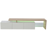ROSAHQNDA Modern TV Cabinet, LED Stylish Living Room Furniture, Practical Storage Space, High-Gloss, Glass Shelves, 200x42x39cm