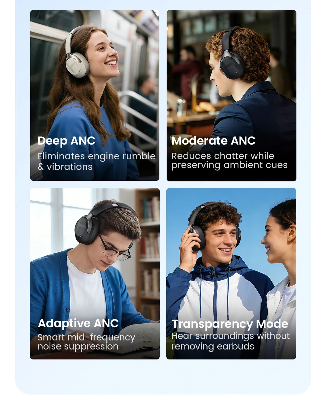 Fone de Ouvido Sem Fio HAYLOU S40 ANC com Cancelamento de Ruído de 50dB, Áudio Espacial 3D Hi-Res, LDAC, Bluetooth 6.0 e Design Over-Ear