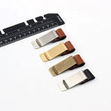 STONEGO Handmade Leather Brass Stainless Steel Pen Holder Clip Journal Notebook Paper Folder Writing Office Supplies