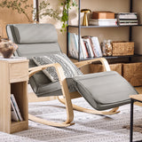 SoBuy FST16 New swing chair 5-compartment adjustable foot part swing armchair relax armchair load 150kg Birch Wood