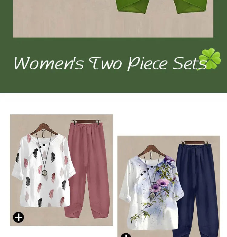 Nuevo conjunto de dos piezas para mujer, informal, cuello redondo, manga corta, estampado a rayas, top de verano para mujer, camiseta, pantalones holgados elegantes, trajes de otoño