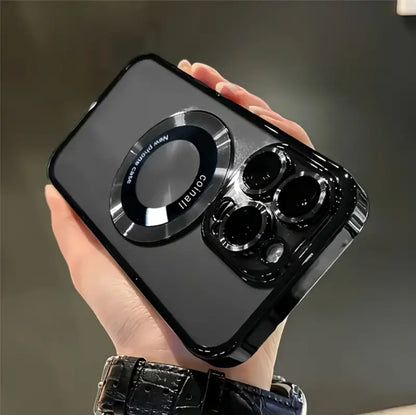 Nueva funda magnética transparente de lujo con carga inalámbrica para iPhone 16/15/14/13/12/11 Pro Max Plus con protector de lente a prueba de golpes